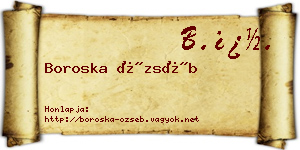 Boroska Özséb névjegykártya
